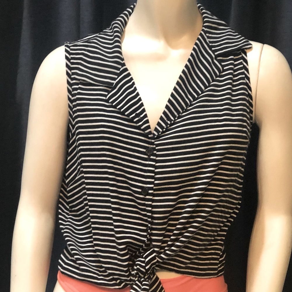 Black and White Pin Stripe Crop Top
